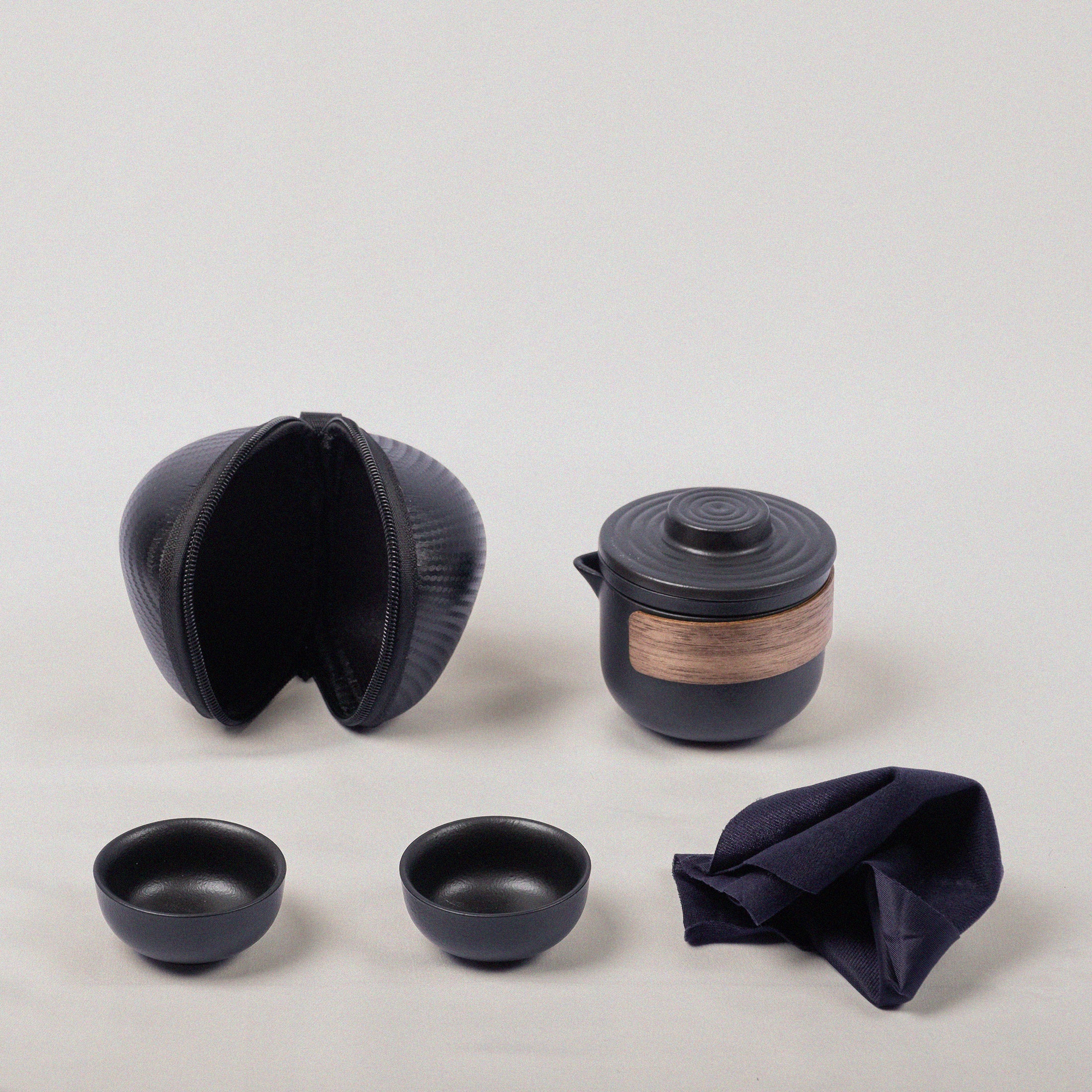 Travel ceramic set S Black 2 cups + travel bag